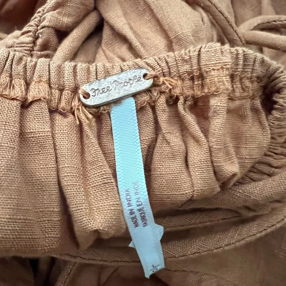Free People Rust Puff Sleeve Blouse